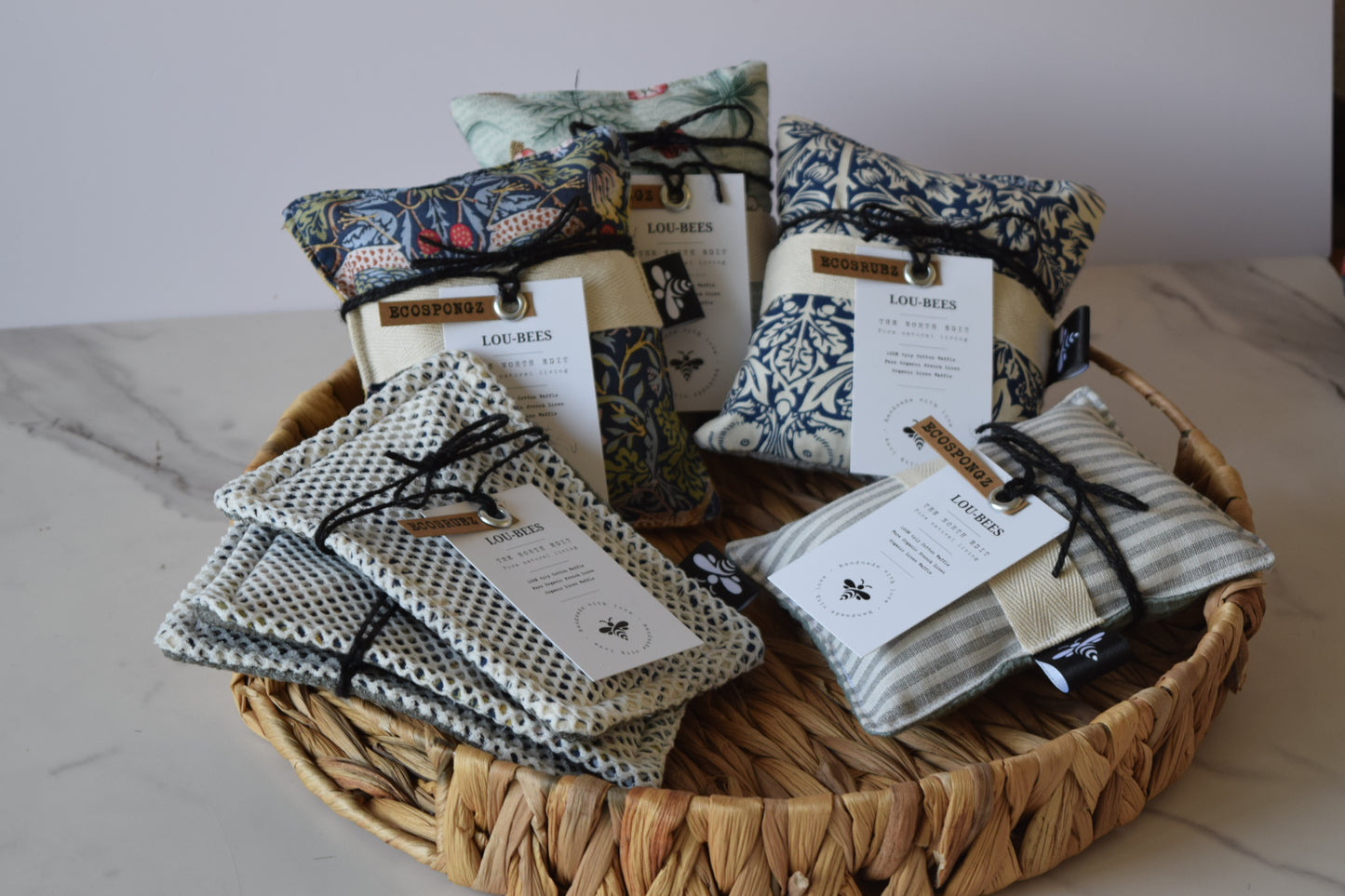 EcoScrubz Kitchen Sponge | Organic Linen Waffle & Cotton Mesh | William Morris Print