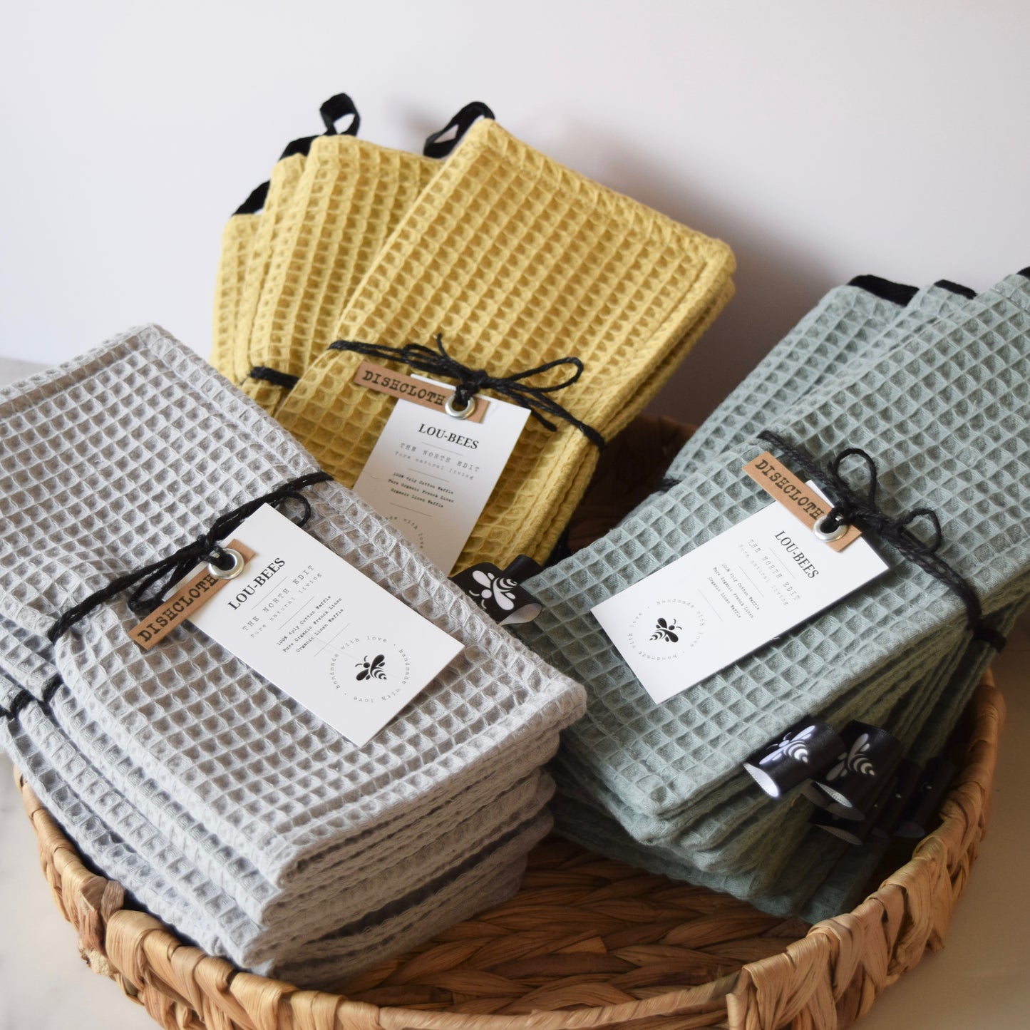 Extra -Strong Organic waffle Dishcloth-4-Ply Power. (Mustard)