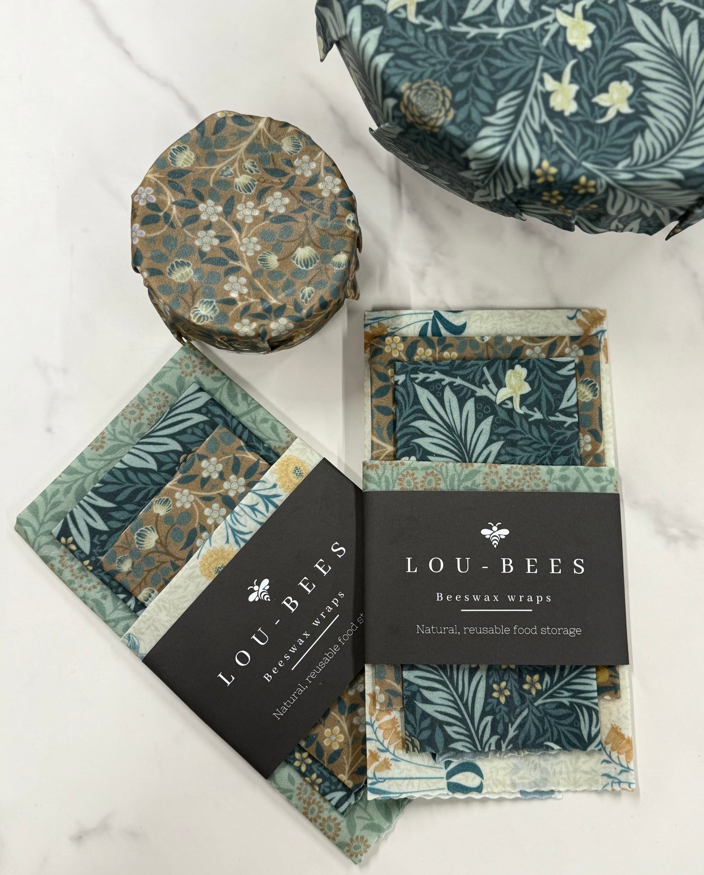 William Morris Kelmscott Garden Beeswax Wraps – 4 Pack