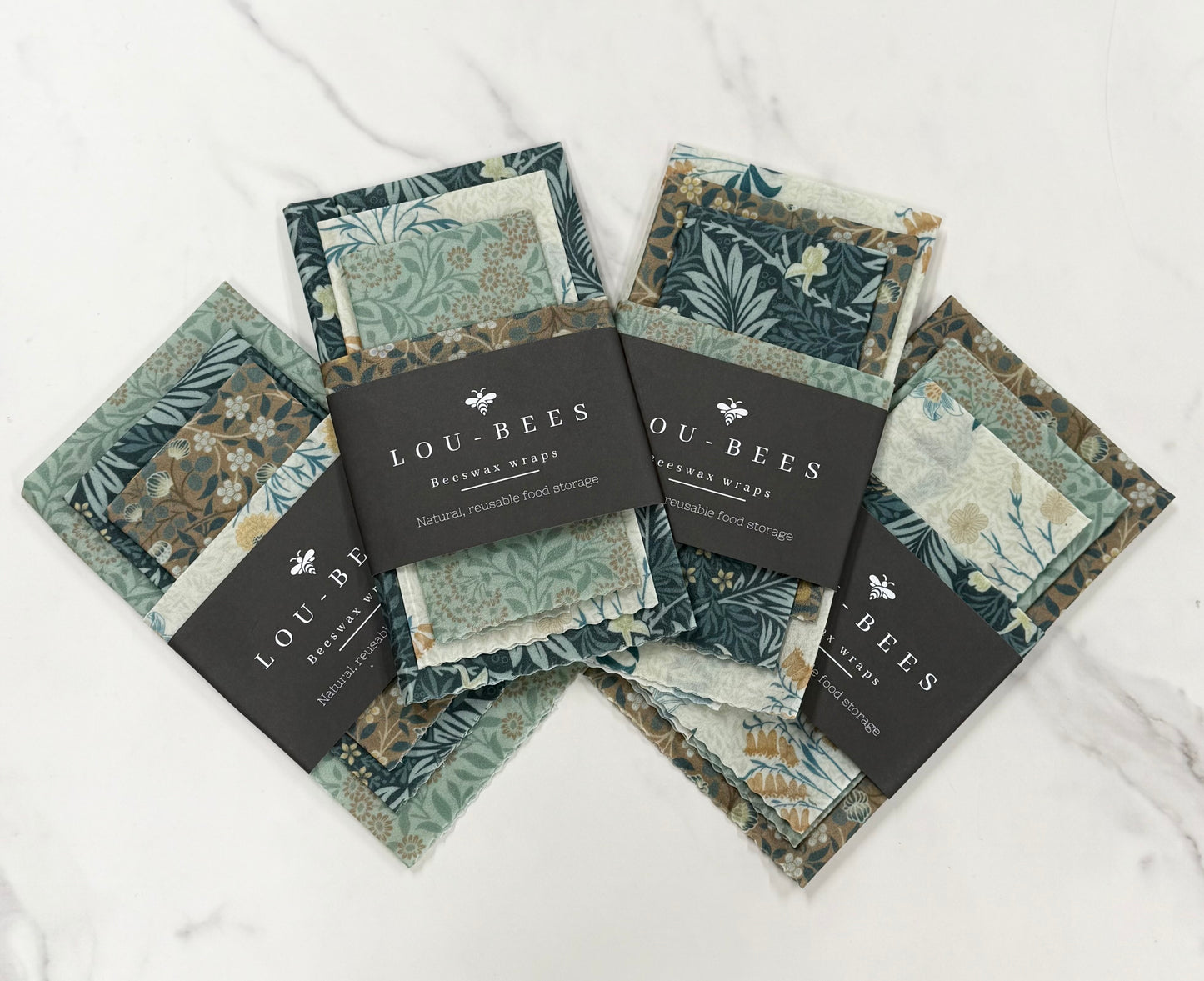 William Morris Kelmscott Garden Beeswax Wraps – 4 Pack