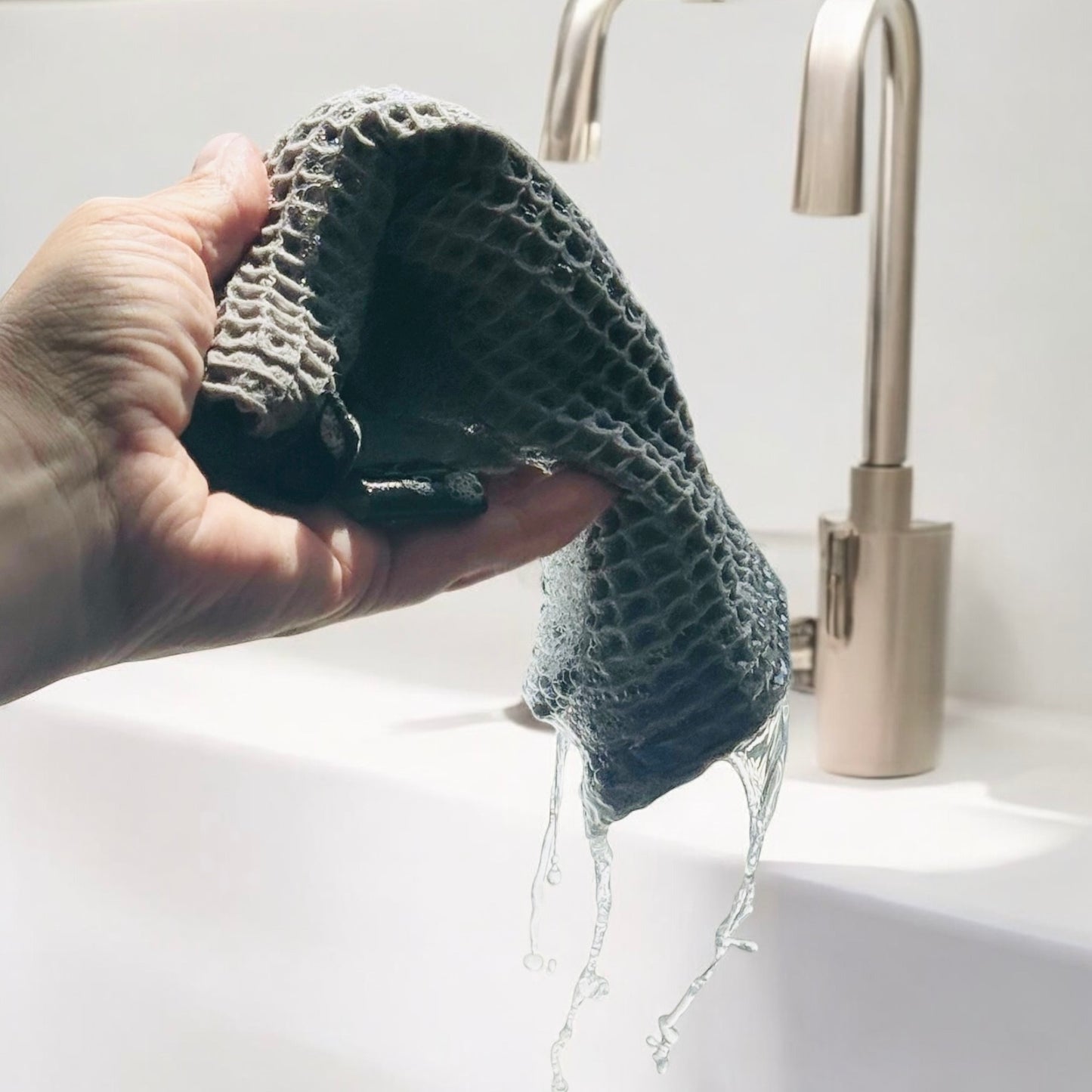 Extra -Strong Organic waffle Dishcloth-4-Ply Power. (Mustard)