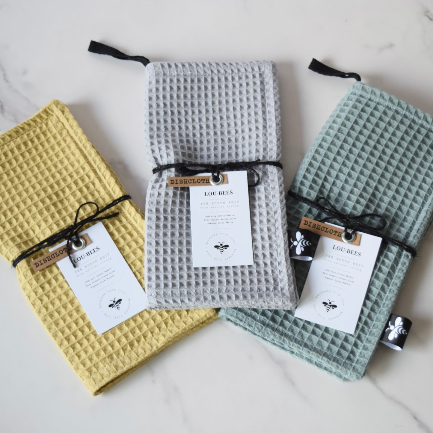 Extra -Strong Organic waffle Dishcloth-4-Ply Power. (Mustard)