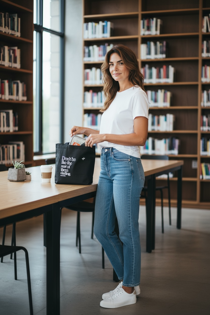 Hand Printed Lunch Tote Bag
