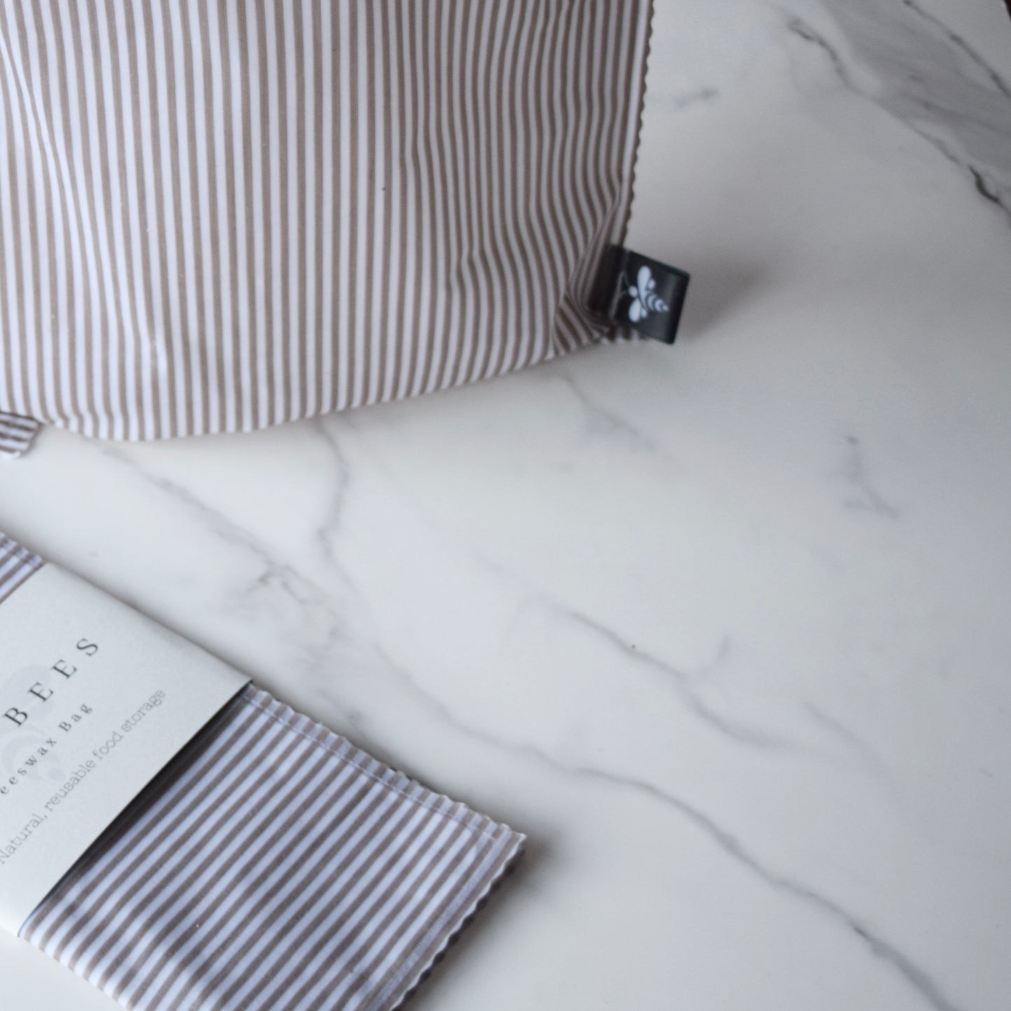 Lou-bees Beige Striped Beeswax Bag.