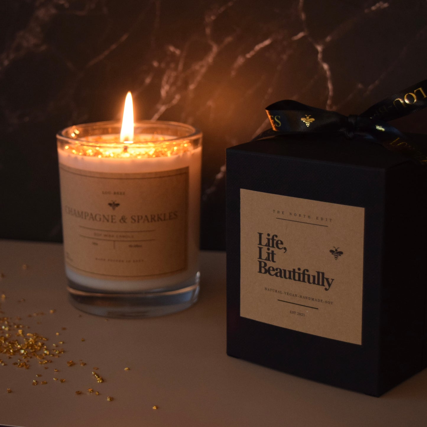 Champagne & Sparkles 10oz Csndles