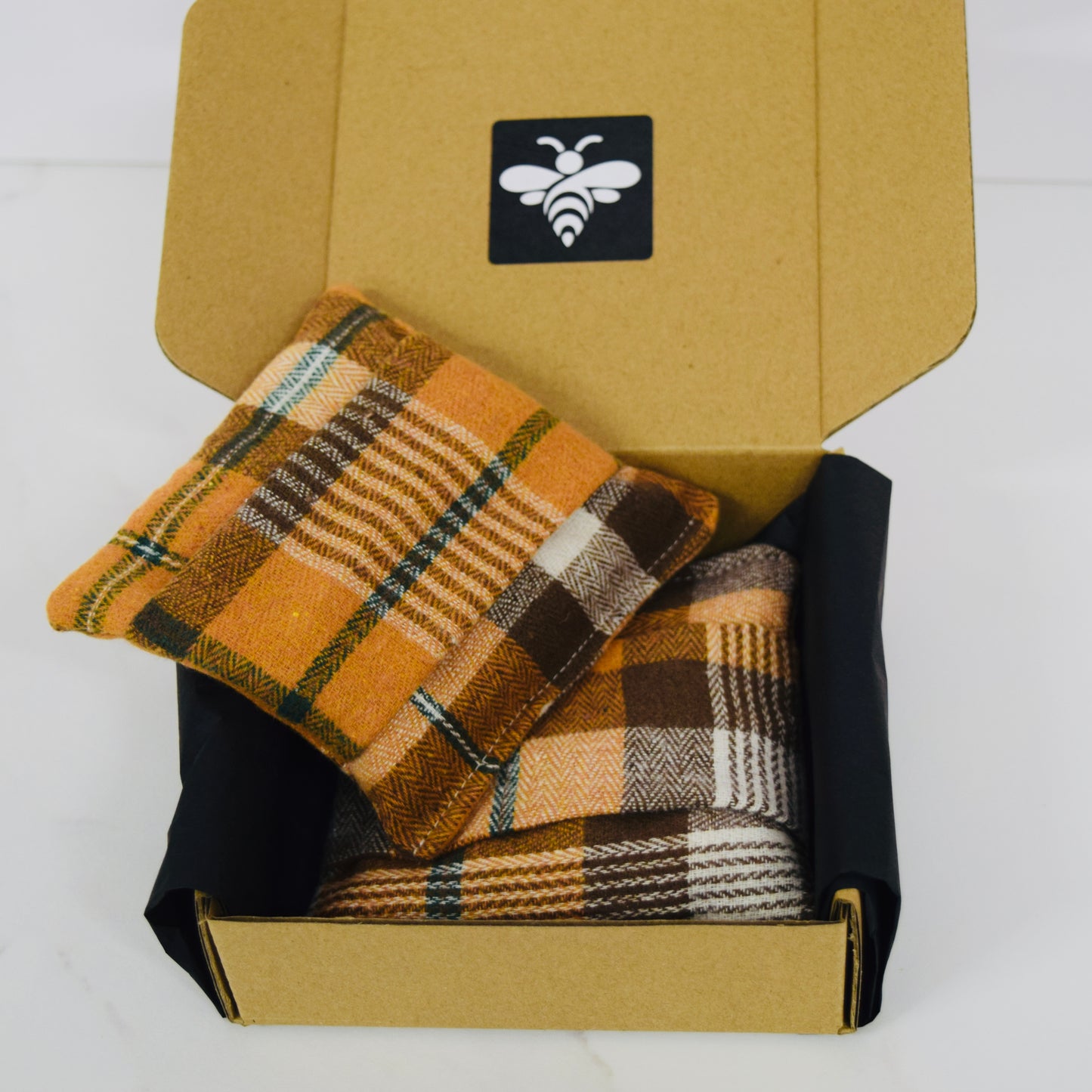 Hand Warmers – Highland Tartan Burnt Orange.
